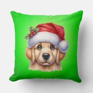 Golden Retriever Dog with Santa Claus Style-82535 Cushion