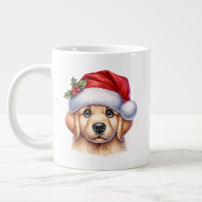 Golden Retriever Dog with Santa Claus Style-82535  Large Coffee Mug (Left)
