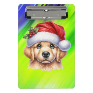 Golden Retriever Dog with Santa Claus Style-82535 Mini Clipboard