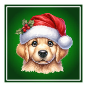 Golden Retriever Dog with Santa Claus Style-82535 Photo Print