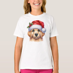 Golden Retriever Dog with Santa Claus Style T-Shirt