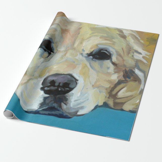 Golden Retriever Dog Wrapping Paper (Unrolled)