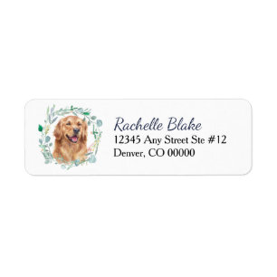 Golden Retriever Dog Wreath Return Address Label