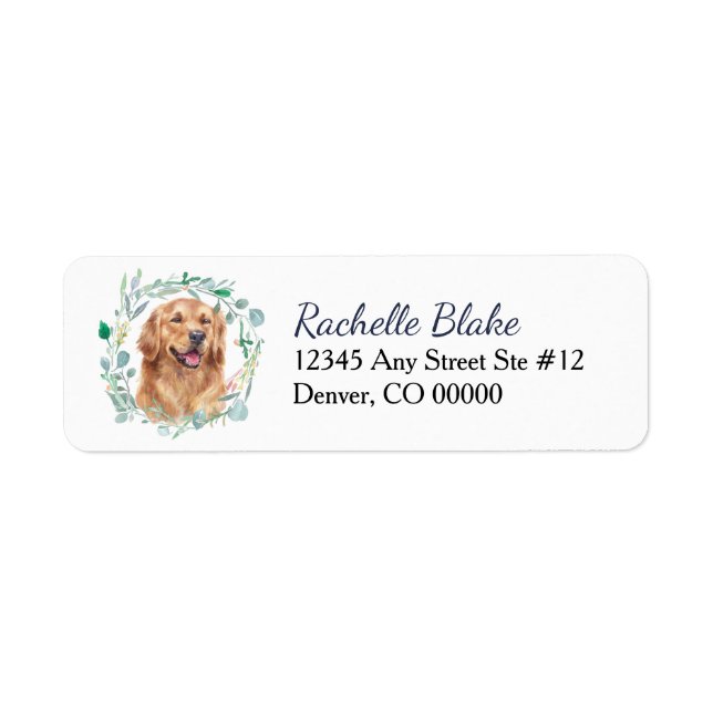 Golden Retriever Dog Wreath Return Address Return Address Label (Front)