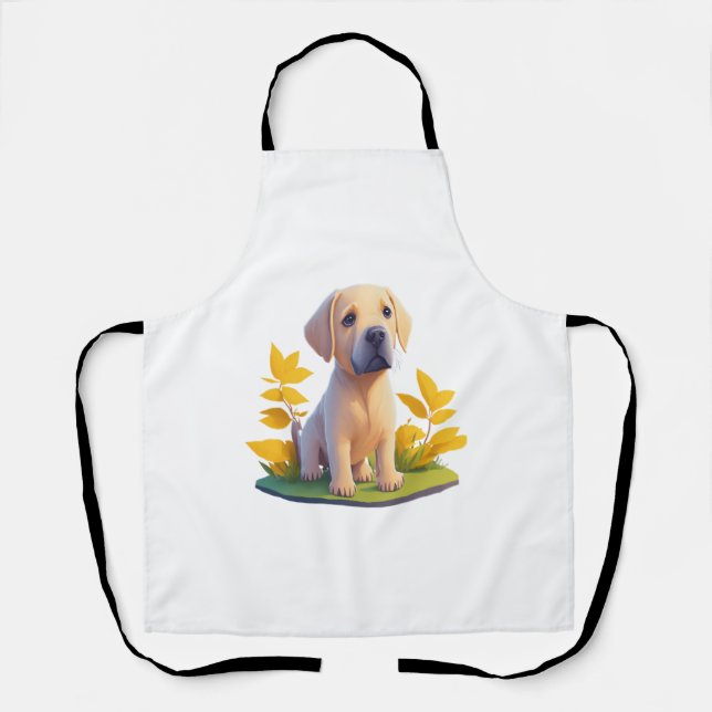 Golden Retriever Doggo Cute Digital Chibi Apron (Front)
