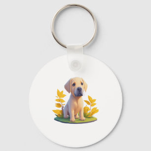 Golden Retriever Doggo Cute Digital Chibi Key Ring