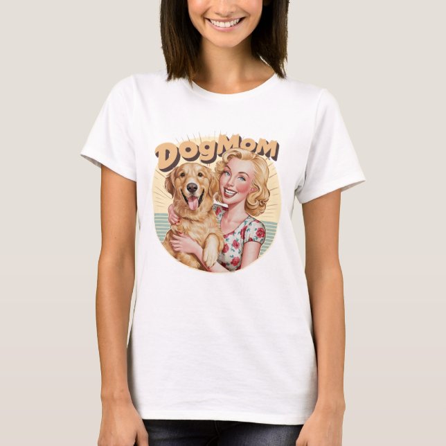 Golden Retriever Dogmom t-shirt doglover retro (Front)