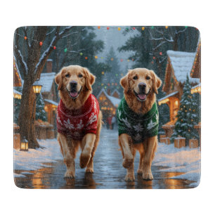 Golden Retriever Dogs Christmas Snow Holiday Cutting Board