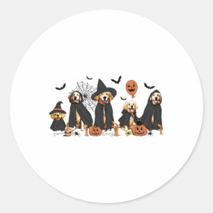 Golden Retriever Dogs Lovers Ghost Witch Halloween Classic Round Sticker