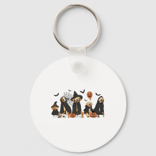 Golden Retriever Dogs Lovers Ghost Witch Halloween Key Ring