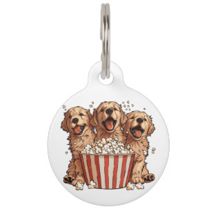 Golden Retriever Dogs Movie Popcorn Bucket Pet Tag