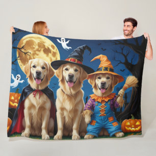 Golden Retriever Dogs Pumpkin Halloween Funny Fleece Blanket