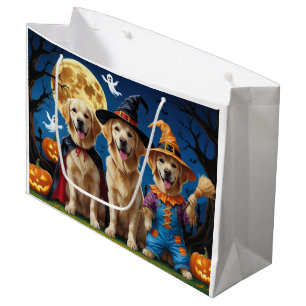 Golden Retriever Dogs Pumpkin Halloween Funny Large Gift Bag