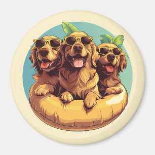 Golden Retriever Dogs Summer Pool Floaties Magnet