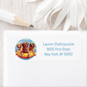 Golden Retriever Dogs Summer Pool Floaties Return Address Label