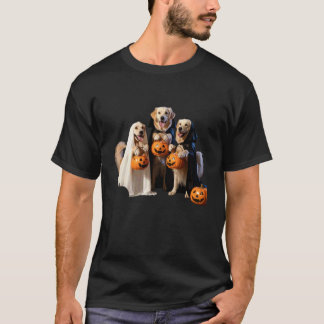 Golden Retriever Dogs Trick-or-Treat Halloween Fam T-Shirt