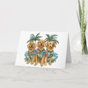 Golden Retriever Dogs Wearing Hawaiian Shirt Card