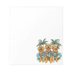 Golden Retriever Dogs Wearing Hawaiian Shirt Notepad