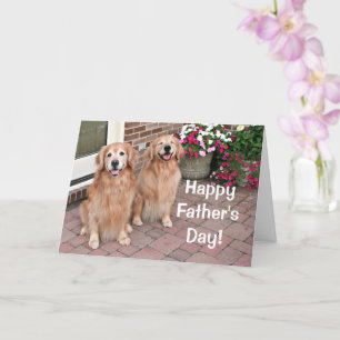 Golden Retriever Dogs With Flowers Father's Day Card