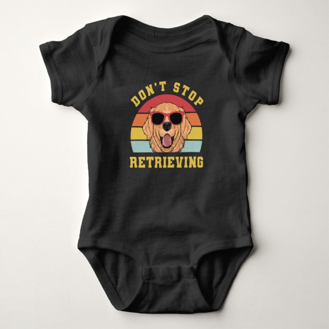 Golden Retriever Dont Stop Retrieving Mum Dad Baby Bodysuit (Front)