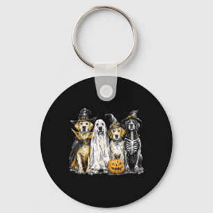 Golden Retriever Dressed As Ghost Funny Halloween Key Ring