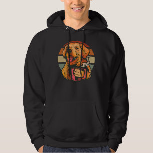 Golden Retriever Drinking Coffee Dog Retro Vintage Hoodie