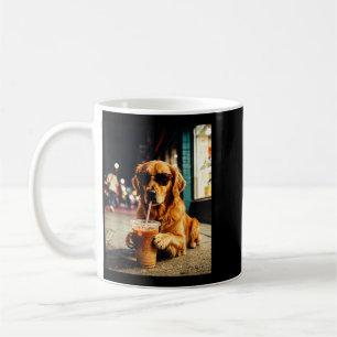 Golden Retriever Drinking Iced Coffee Funny Dog Mug
