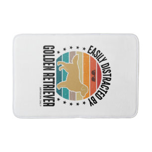 Golden Retriever Easily Distracted Vintage Dog Des Bath Mat