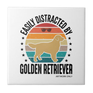 Golden Retriever Easily Distracted Vintage Dog Des Ceramic Tile