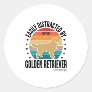 Golden Retriever Easily Distracted Vintage Dog Des Classic Round Sticker