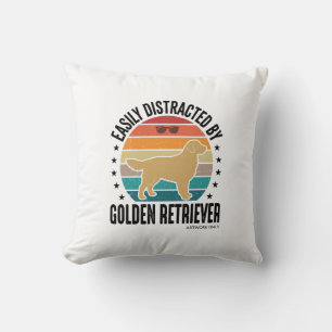 Golden Retriever Easily Distracted Vintage Dog Des Cushion