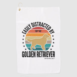 Golden Retriever Easily Distracted Vintage Dog Des Golf Towel