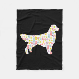 Golden Retriever Easter Bunny Dog Silhouette  Fleece Blanket