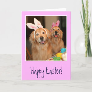 Golden Retriever Easter Bunny Holiday Card