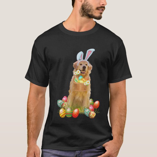 Golden Retriever Easter Day Bunny Eggs Easter Cost T-Shirt (Front)