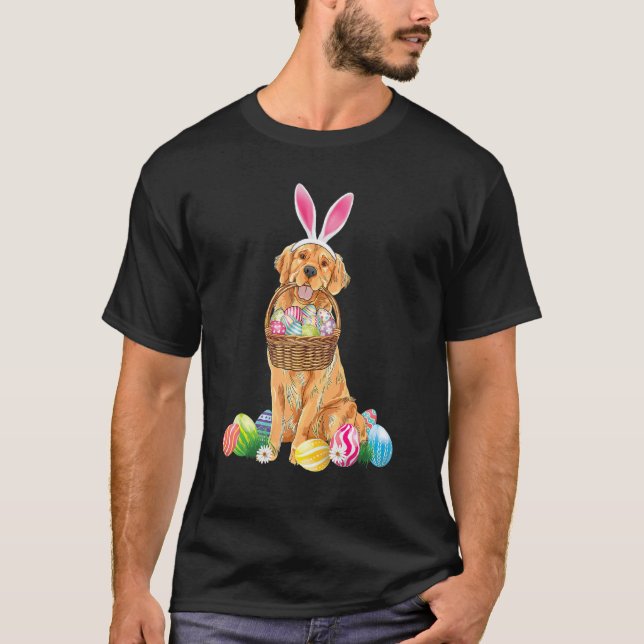 Golden Retriever Easter Day Bunny Eggs Easter Cost T-Shirt (Front)