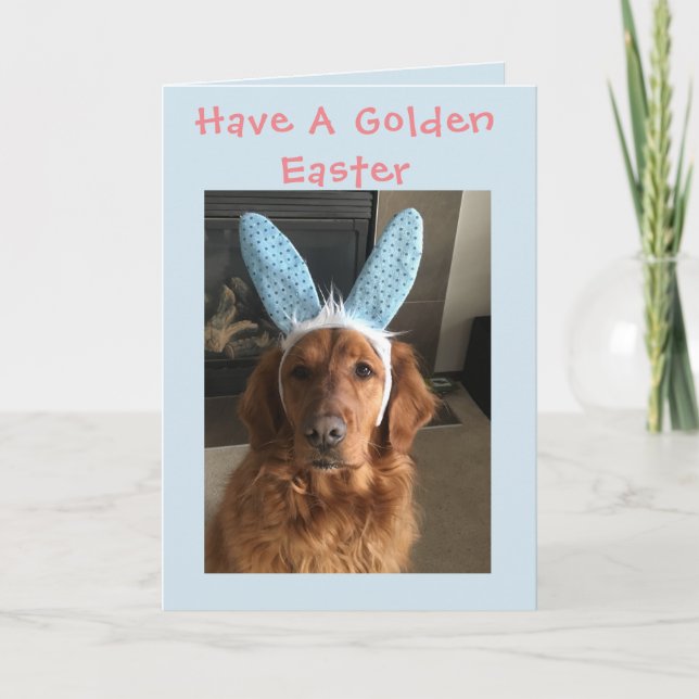 Golden Retriever Easter Holiday Card (Front)