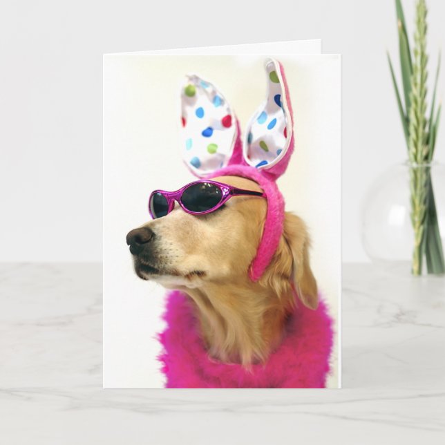Golden Retriever Easter Princess Holiday Card (Front)