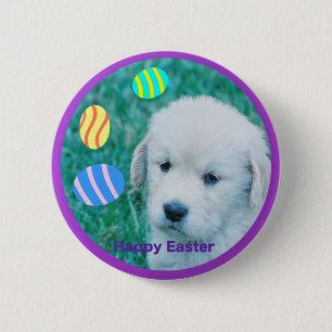 Golden Retriever Easter Puppy Cards & Gifts 6 Cm Round Badge