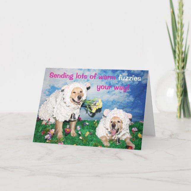 Golden Retriever Easter Warm Fuzzies Holiday Card (Front)