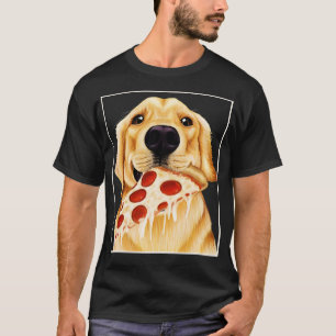 Golden Retriever eating pizza dog with a slice of  T-Shirt