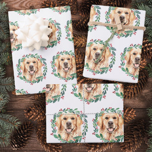 Golden Retriever Elegant Dog Christmas  Wrapping Paper Sheet