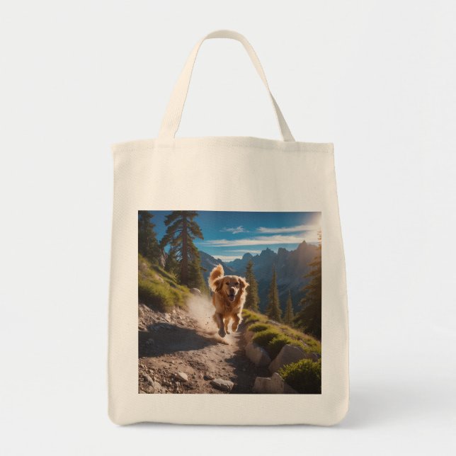 Golden Retriever Elegant Grocery Tote Bag (Front)