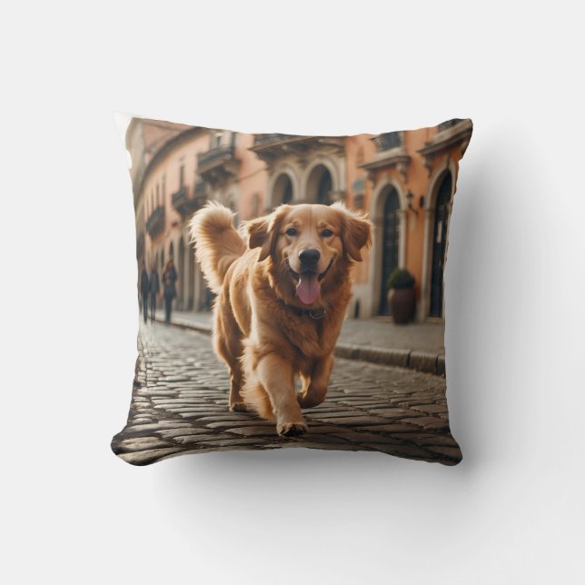 Golden Retriever Elegant Throw Pillow (Front)
