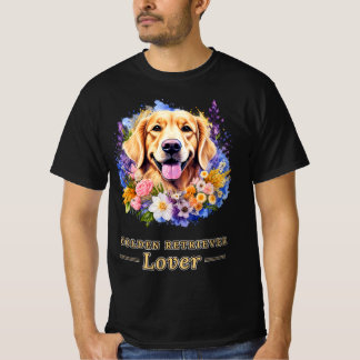 Golden Retriever Enthusiast Floral Watercolor Dog  T-Shirt