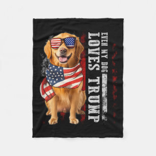 Golden Retriever Even My Dog Loves Trump Funny  Fleece Blanket