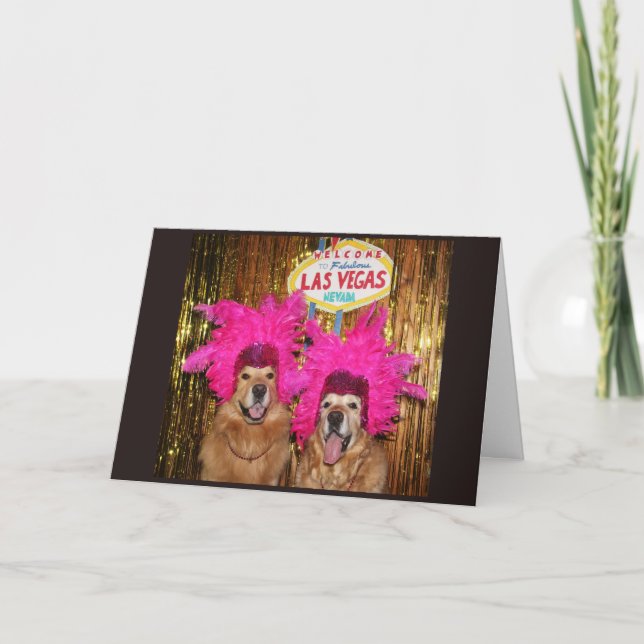Golden Retriever Exciting Showgirls Birthday Card (Front)