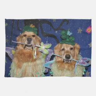 Golden Retriever Fairies Tea Towel