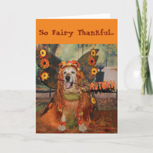 Golden Retriever Fairy Thanksgiving Card
