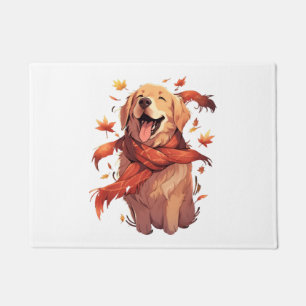 Golden Retriever Fall Dog Autumn Leaves Doormat